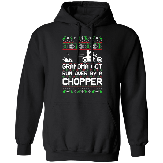 Chopper Motorcycle Ugly Christmas Grandma Got Run Over Pullover Hoodie
