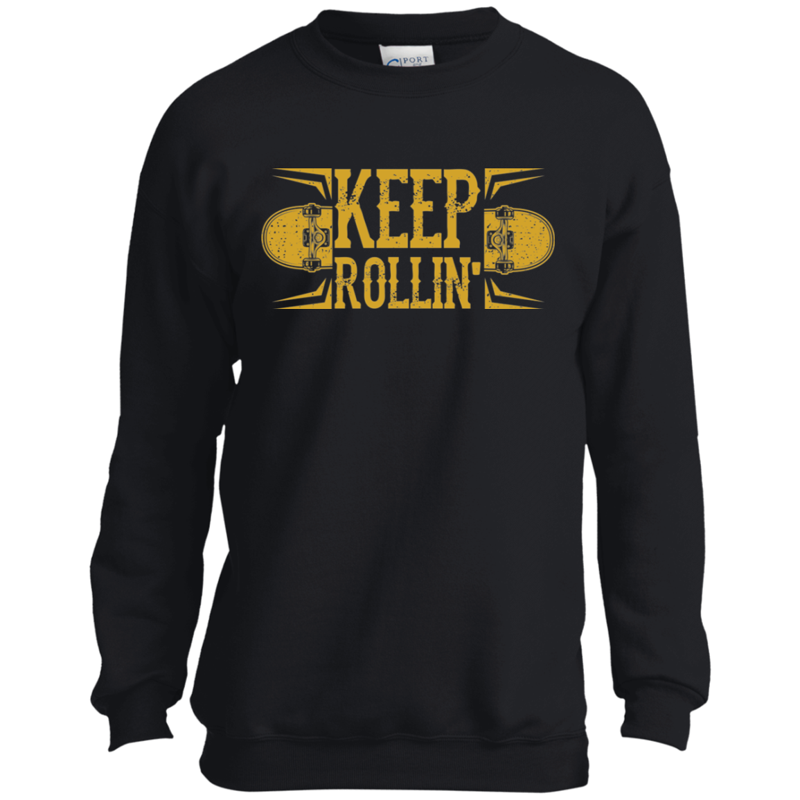 Keep Rolling Skateboarding Skateboarder Youth Crewneck Sweatshirt