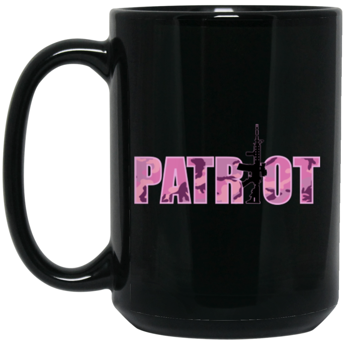 Pink Patriot Pro Gun 15 oz. Black Coffee Mug