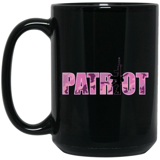 Pink Patriot Pro Gun 15 oz. Black Coffee Mug