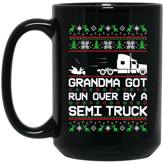 Wheel Spin Addict Semi Truck Grandma Christmas 15 oz. Black Mug