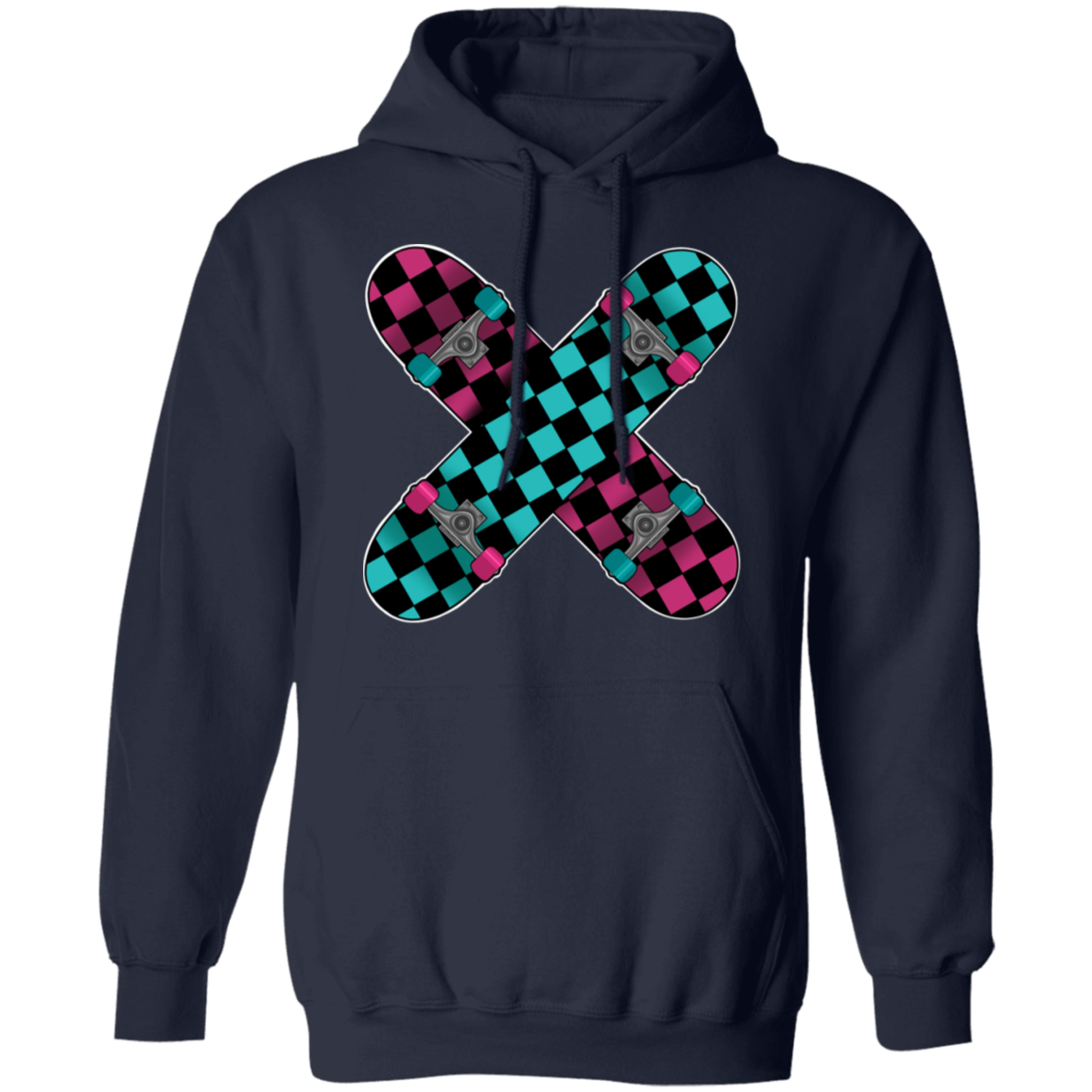 Retro 80's Checkered Skateboards Skateboarding Pullover Hoodie