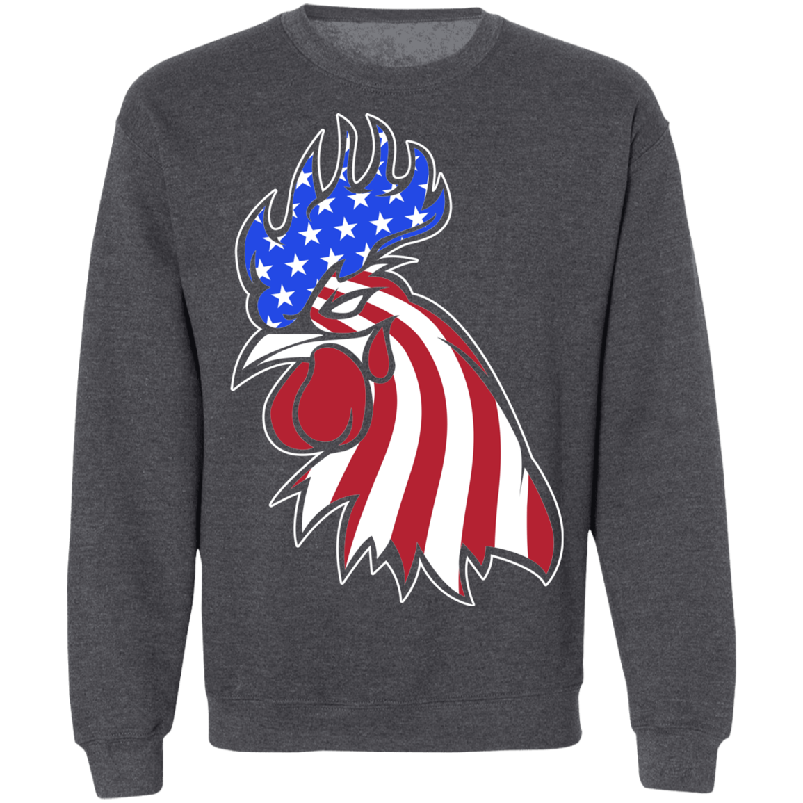 Rooster American Flag USA Crewneck Sweatshirt
