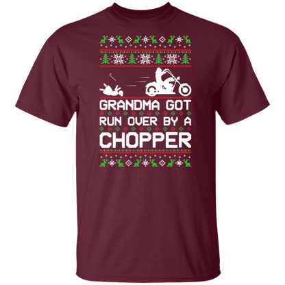 Chopper Motorcycle Grandma Got Run Over  Ugly Christmas T-Shirt