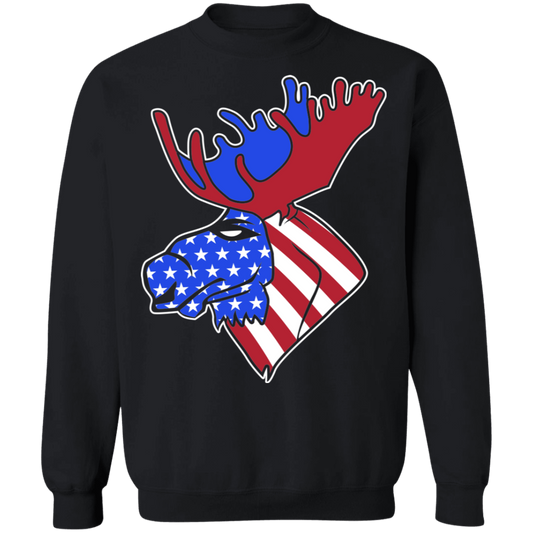 Moose American Flag USA Crewneck Sweatshirt
