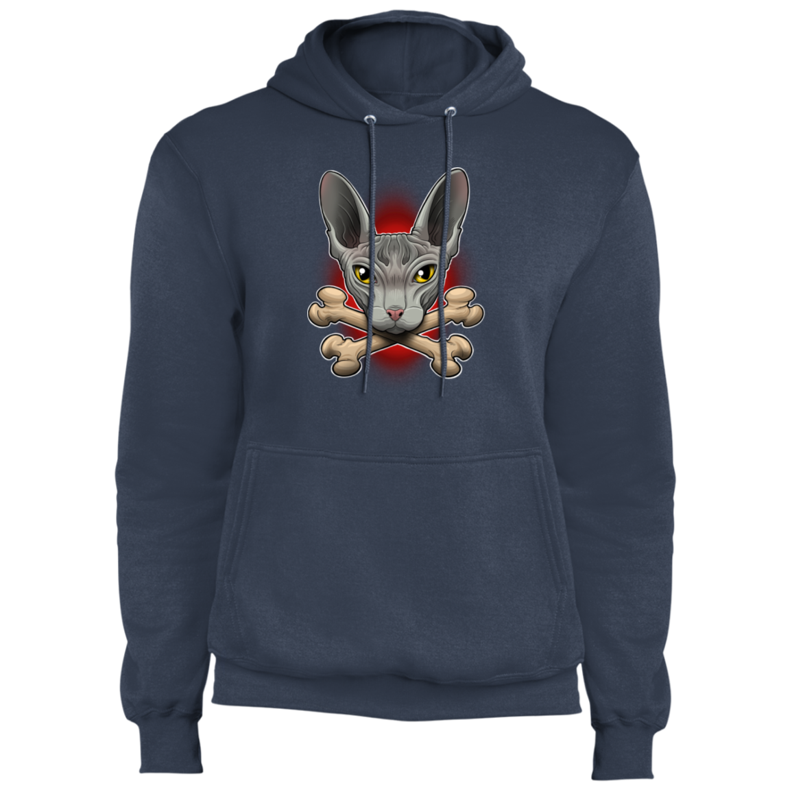 Hairless Cat Crossbones Pullover Hoodie