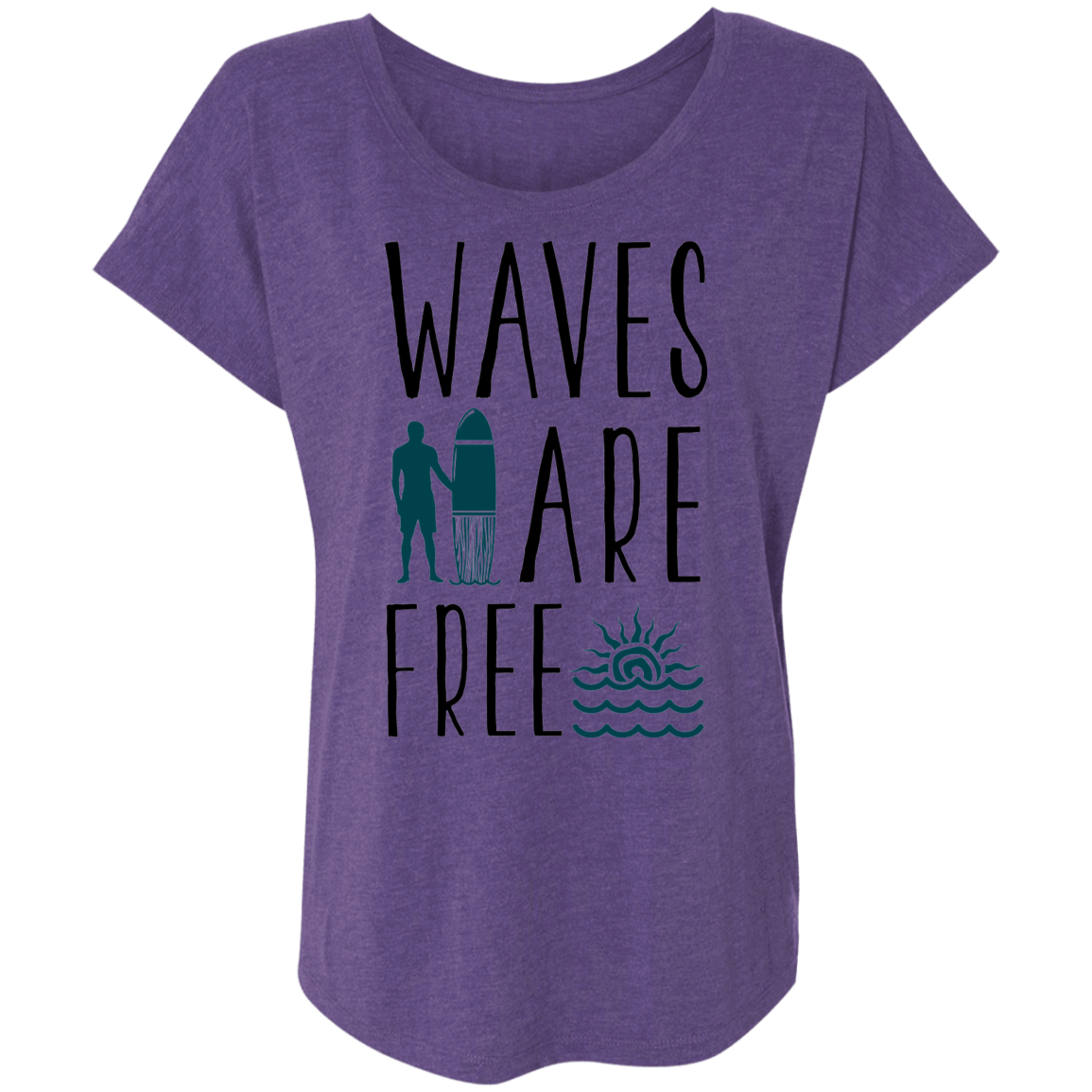 Waves Are Free Beach Surfing Women's Dolman Sleeve