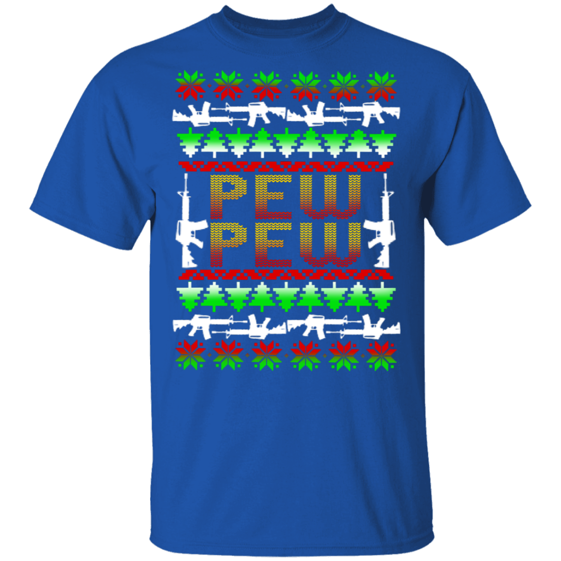 Pew Pew Firearm Rifle Ugly Christmas T-Shirt