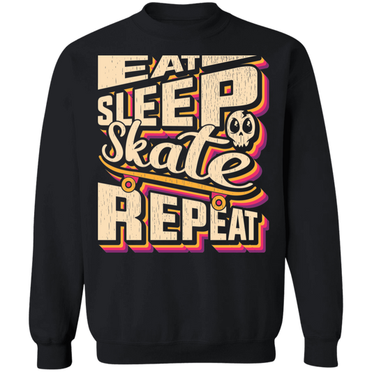 Eat Sleep Skate Repeat Skateboard Skateboarding Crewneck Sweatshirt