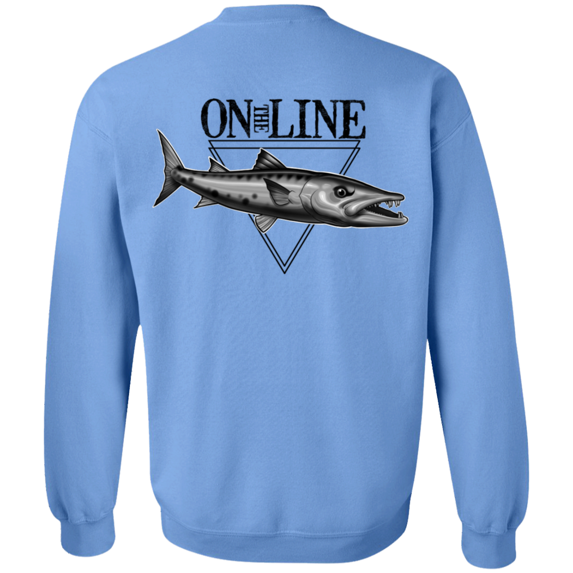 Great Barracuda Fish On The Line Saltwater Double Sided Crewneck Sweatshirt