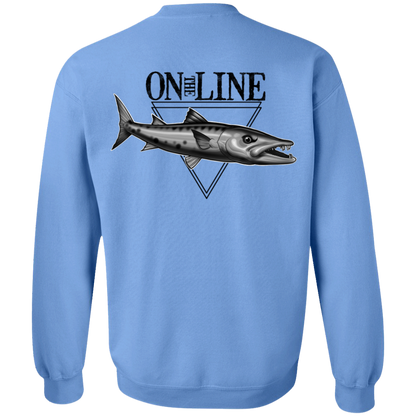 Great Barracuda Fish On The Line Saltwater Double Sided Crewneck Sweatshirt