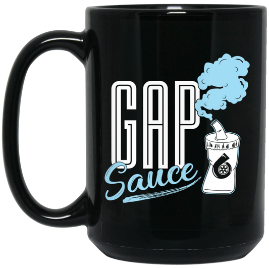 Wheel Spin Addict 15 oz Mug, Gap Sauce Turbo Boosted Racing Black Mug