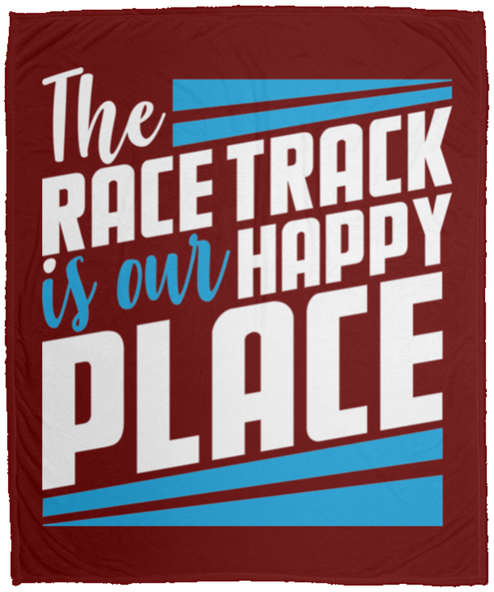 The Race Track Is Our Happy Place Fleece Blanket - 50x60
