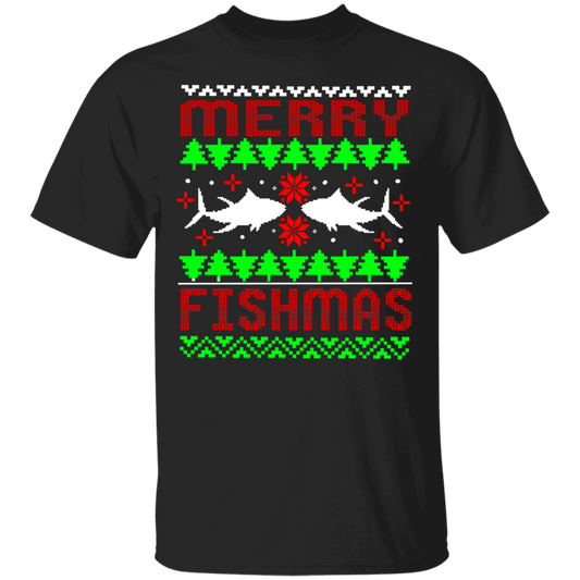 Merry Fishmas Funny Saltwater Ugly Christmas T-Shirt