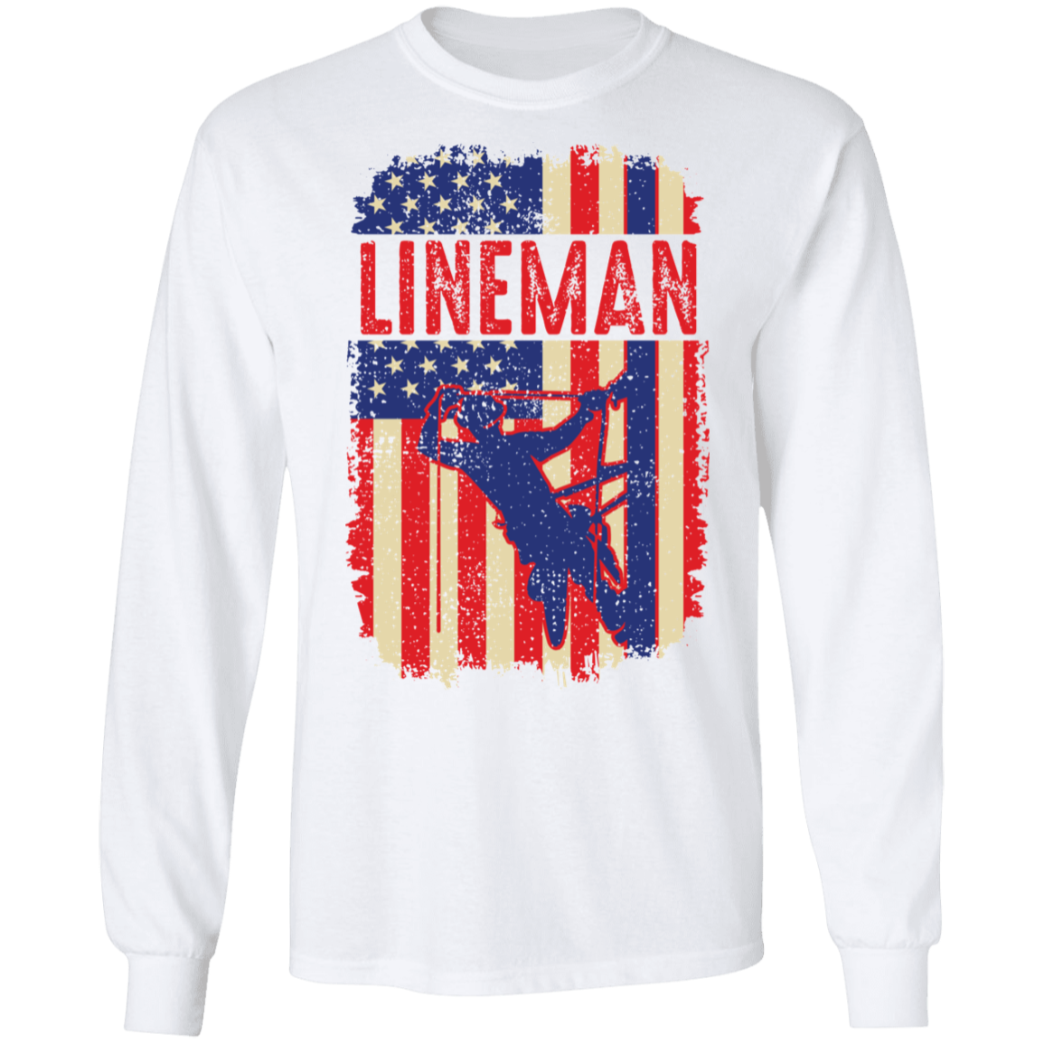Lineman American Flag Long Sleeve T-Shirt