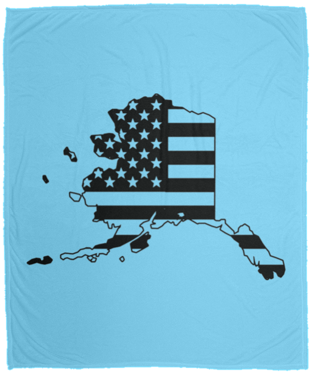 Alaska AK American Flag State Fleece Blanket - 50x60