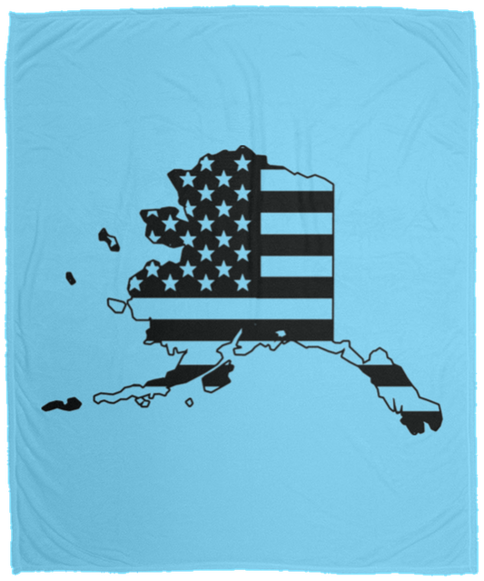 Alaska AK American Flag State Fleece Blanket - 50x60