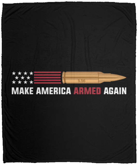 5.56 Make American Armed Again Bullet Flag Fleece Blanket - 50x60
