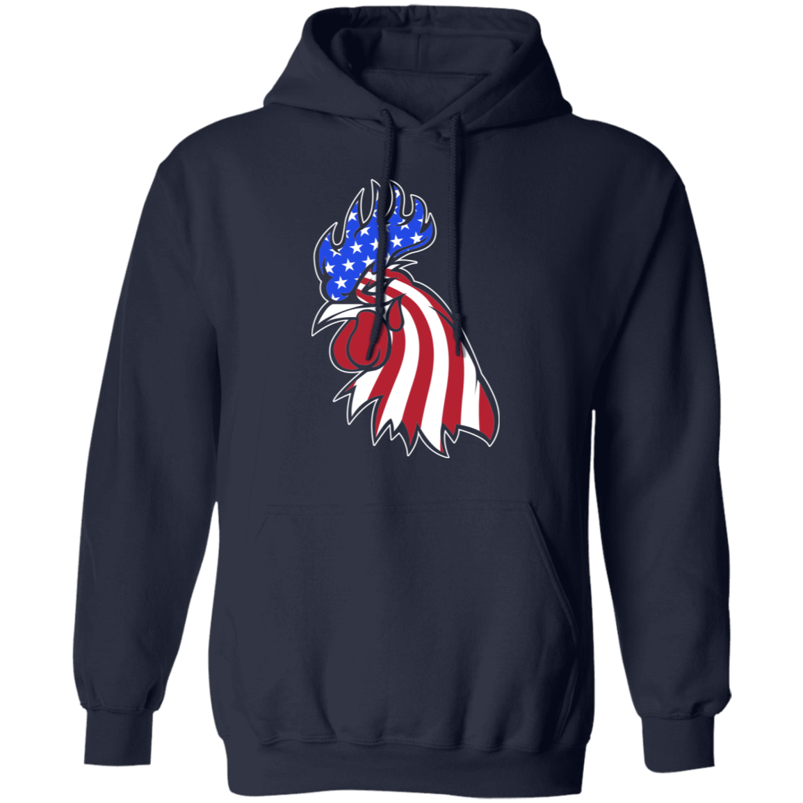 Rooster American Flag USA Pullover Hoodie