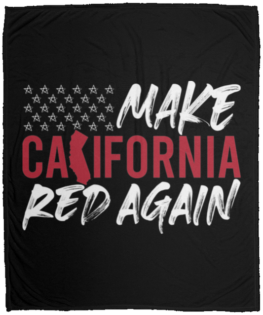 Make California Red Again American Flag Fleece Blanket - 50x60