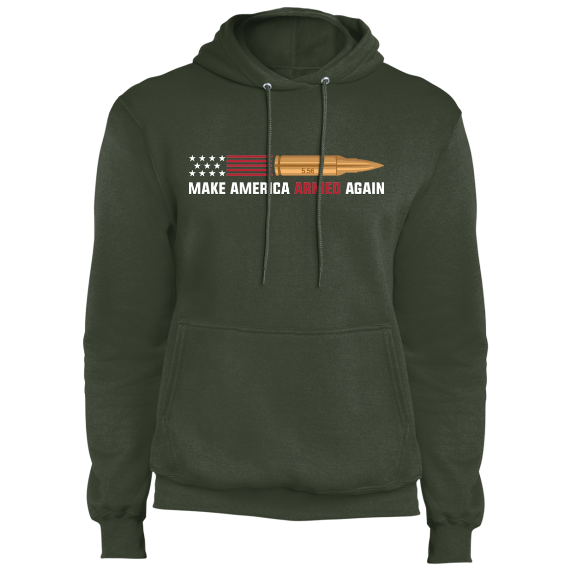 5.56 Make American Armed Again Bullet American Flag USA Pullover Hoodie