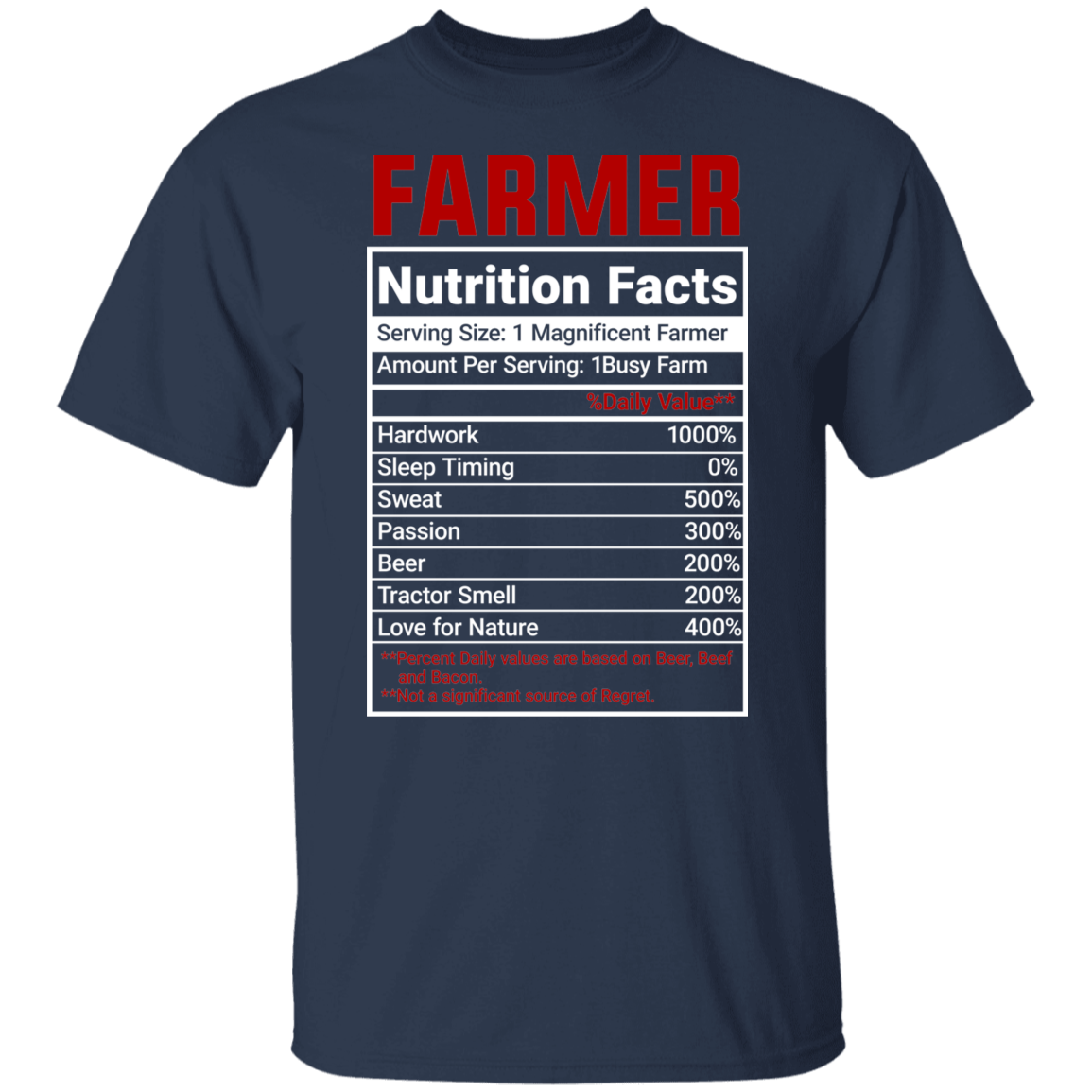 Funny Farmer Nutrition Facts T-Shirt