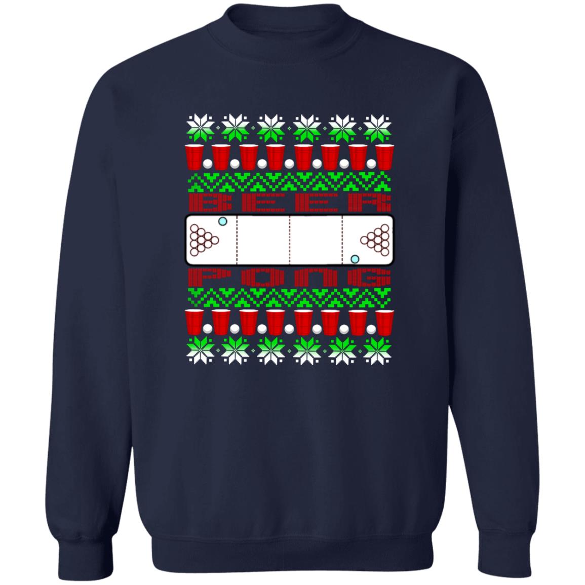 Beer Pong Funny Christmas Crewneck Sweatshirt