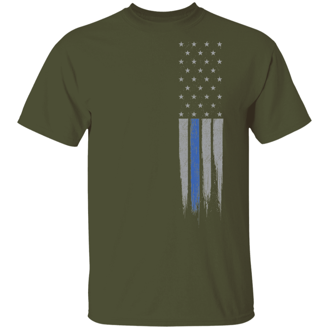 Police Officer Thin Blue Line American Flag  T-Shirt