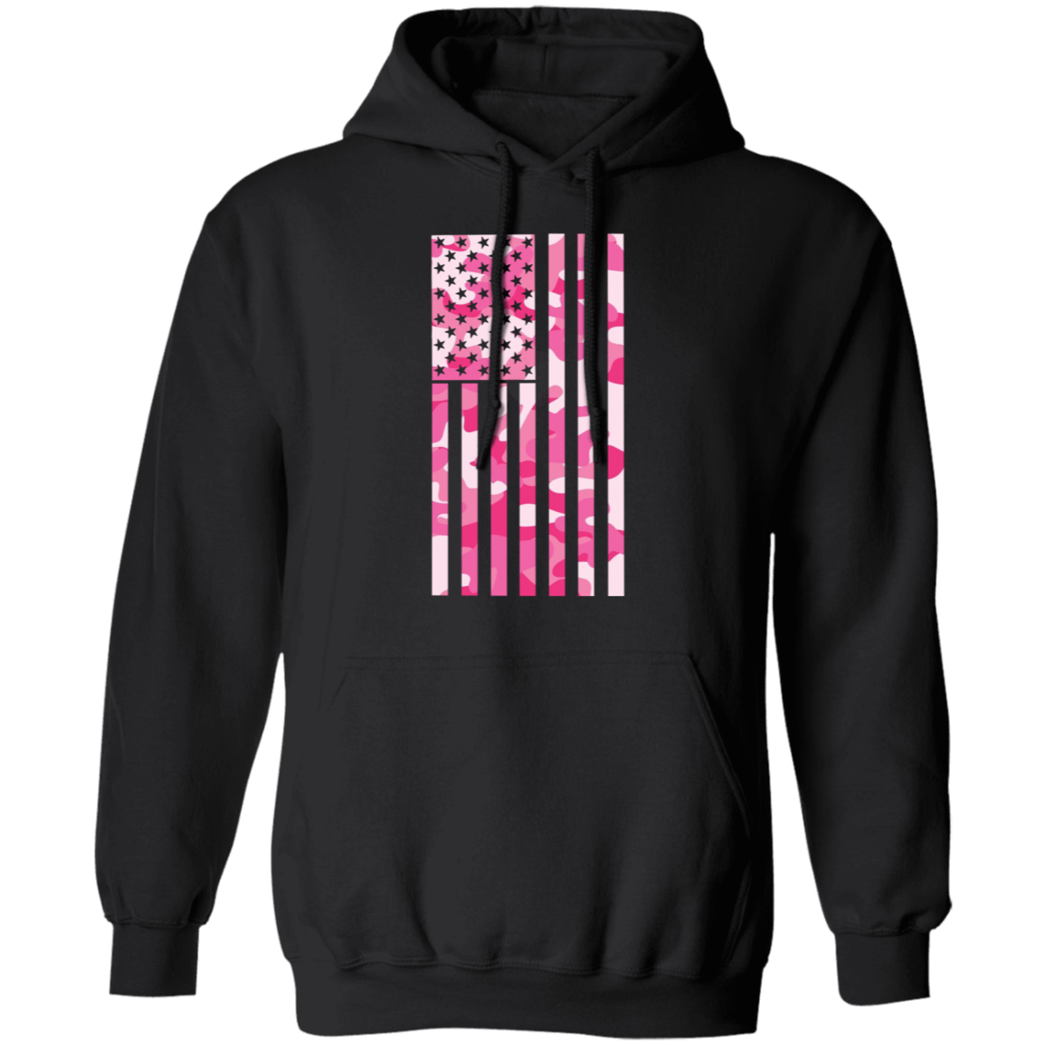 Pink Camo American Flag Pullover Hoodie