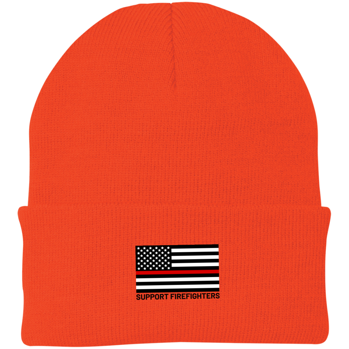 Support Firefighters Red Line American Flag Beanie Cap