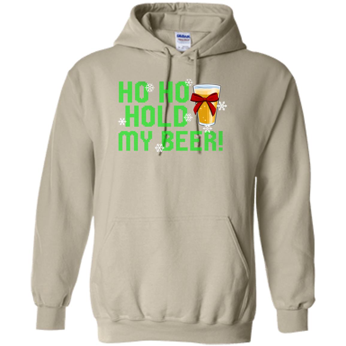 Ho Ho Hold My Beer Funny Christmas Pullover Hoodie