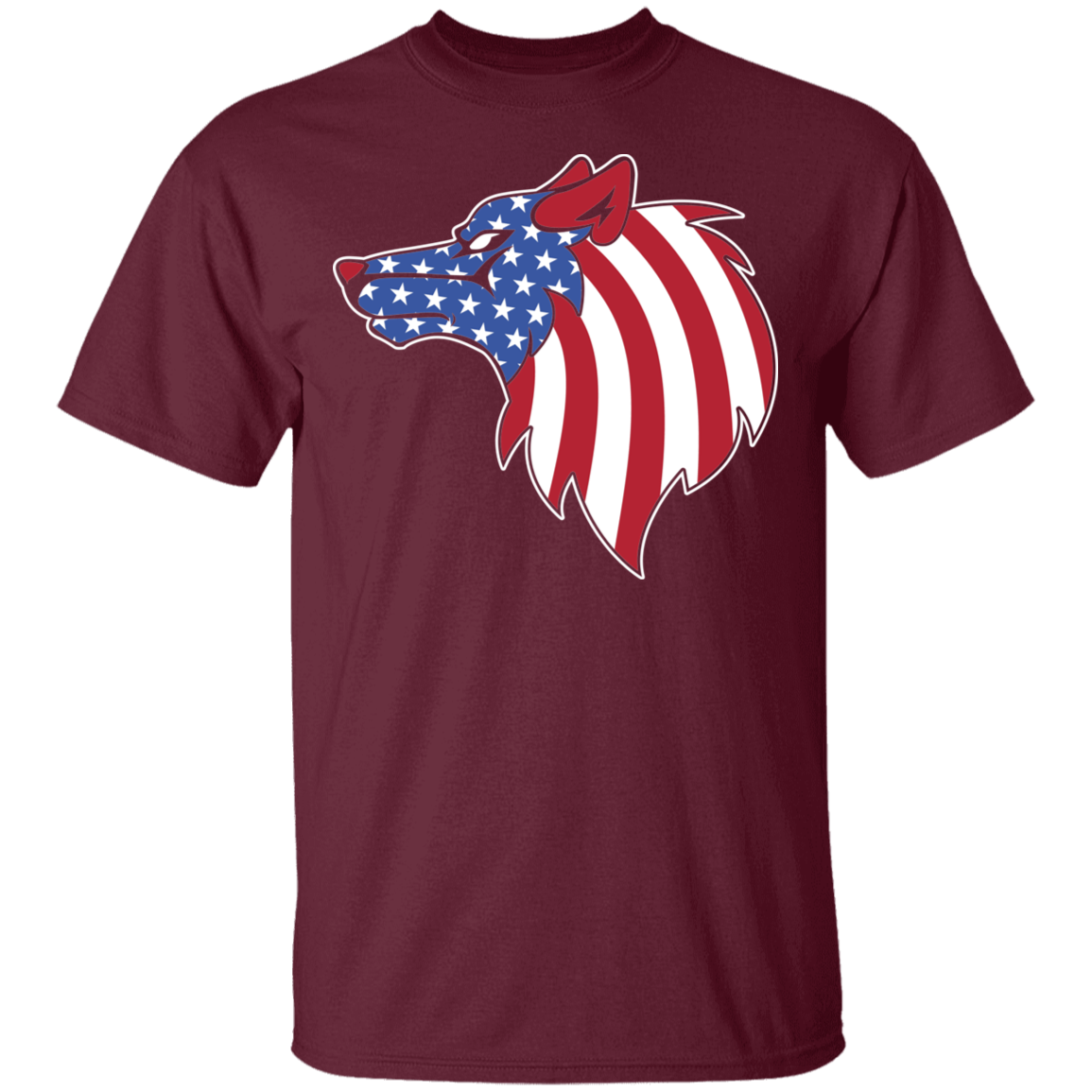 Wolf American Flag USA T-Shirt