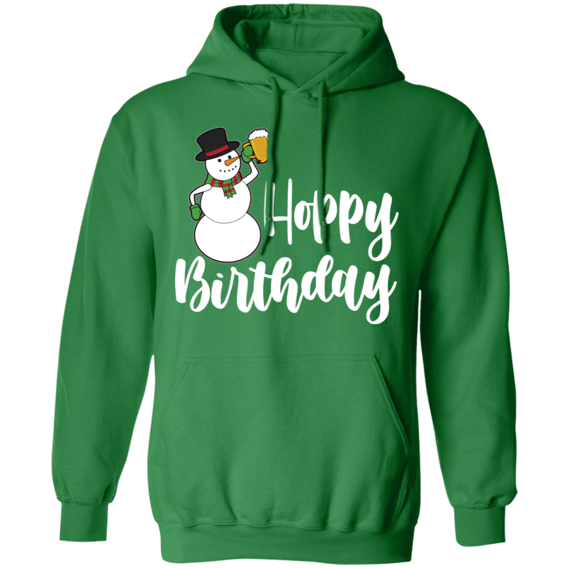 Hoppy Birthday Snowman Beer Funny Christmas Pullover Hoodie