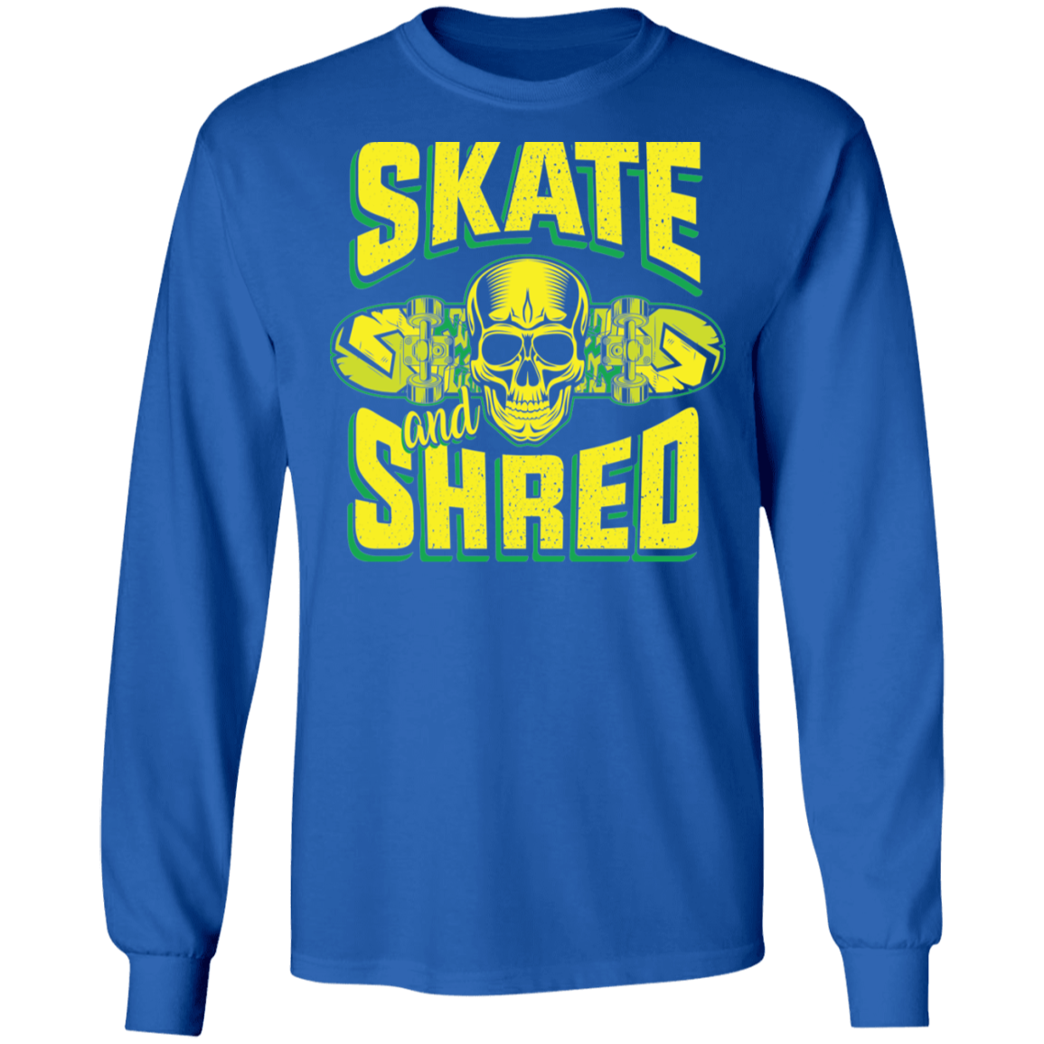 Skate and Shred Skateboarding Skull Long Sleeve T-Shirt