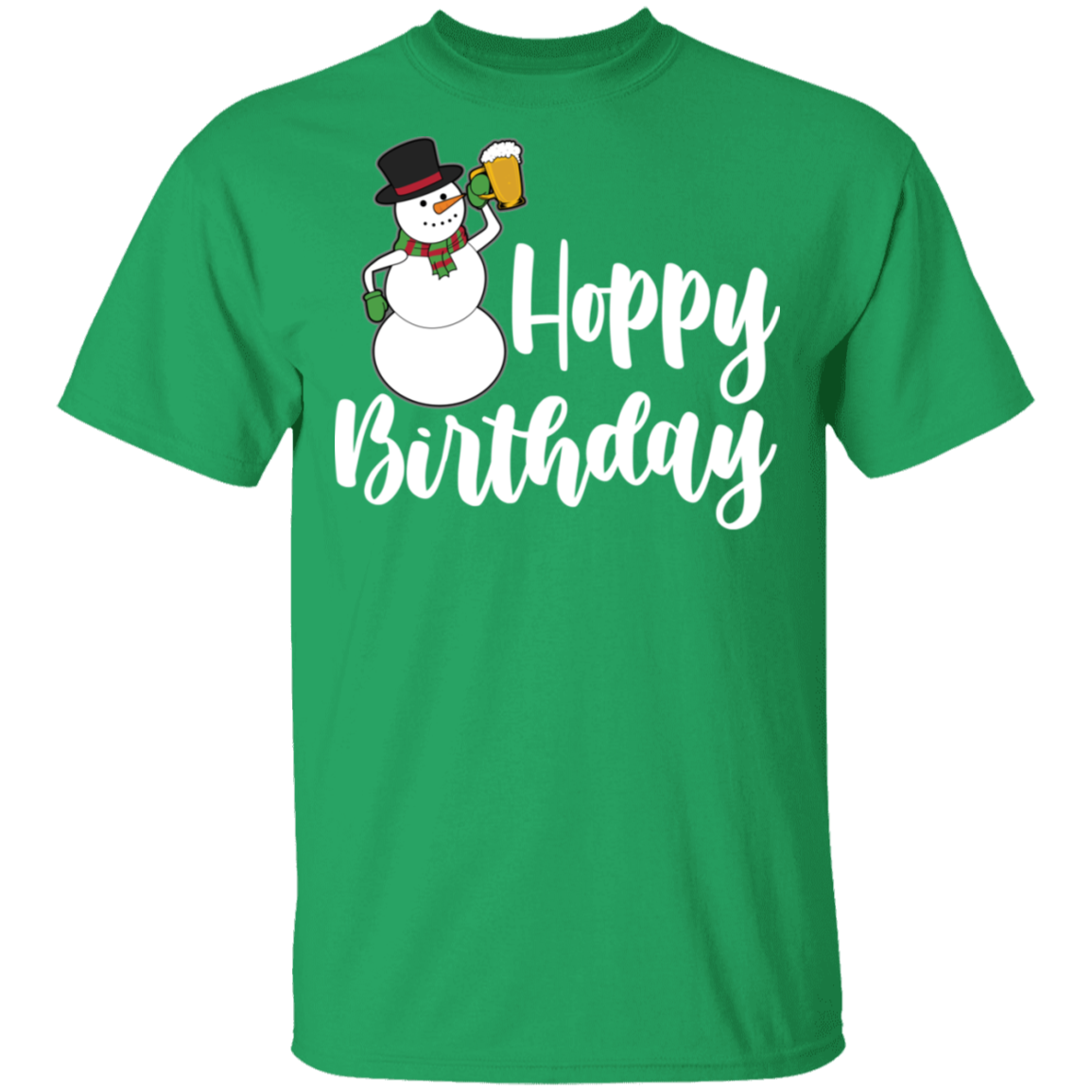 Hoppy Birthday Snowman Beer Funny Christmas T-Shirt