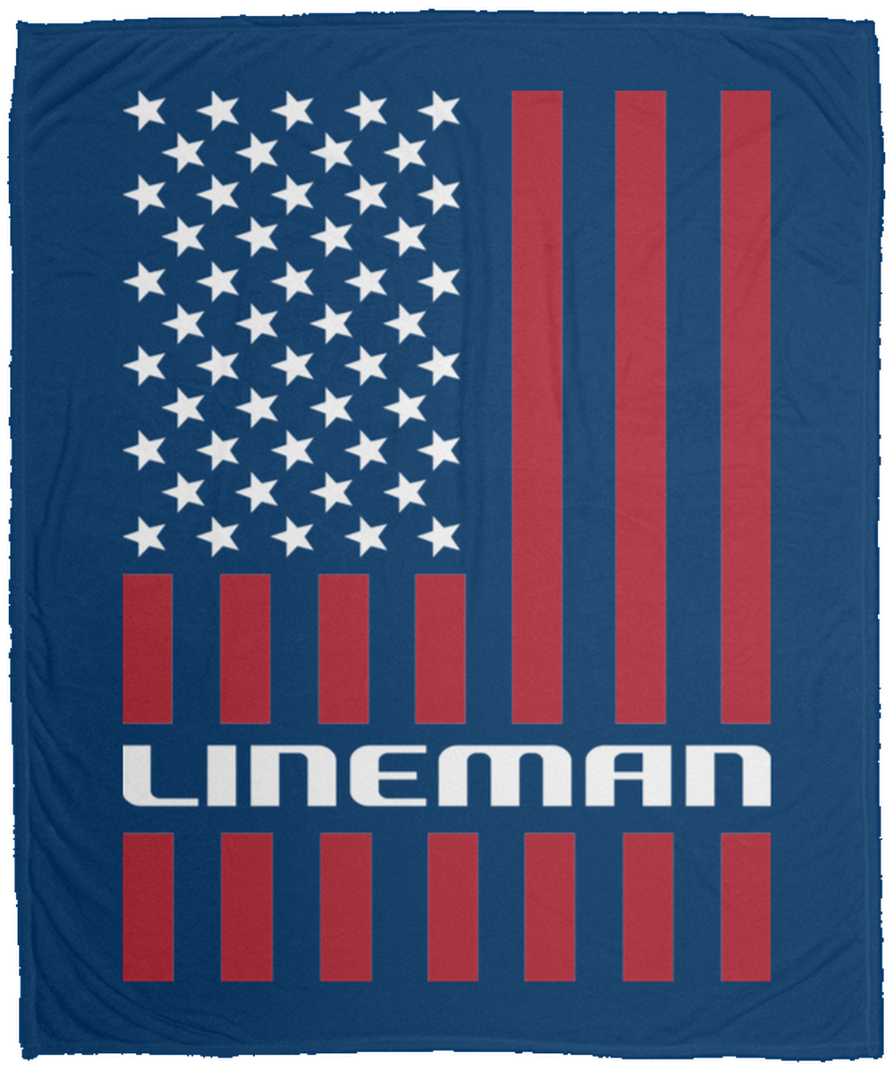 Lineman American Flag Fleece Blanket - 50x60