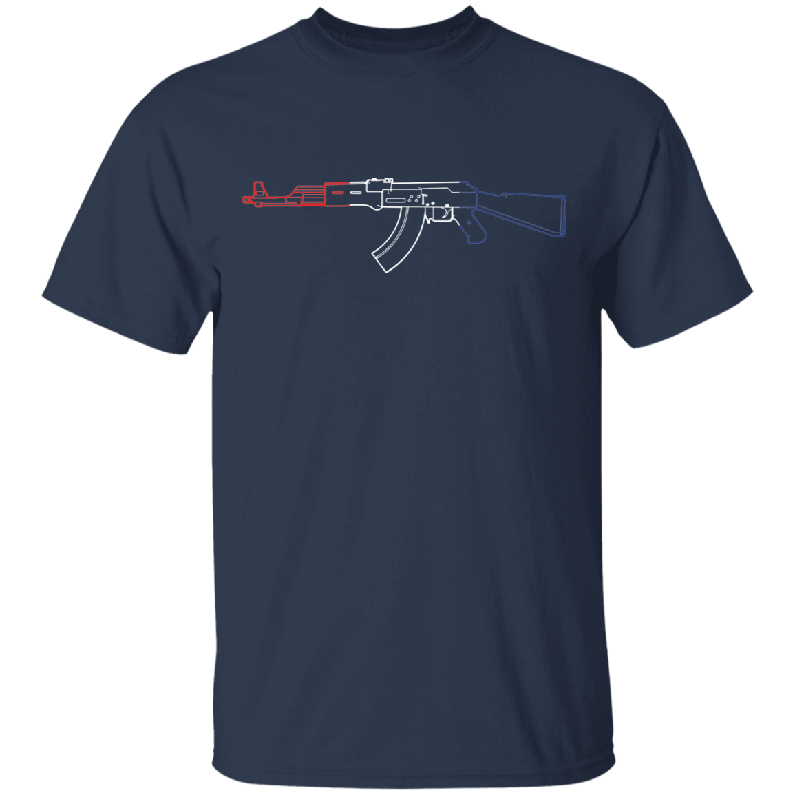AK-47 Firearm Rifle Red White Blue T-Shirt