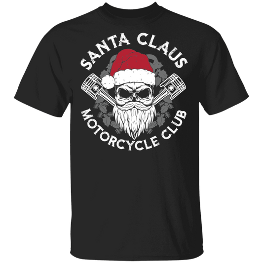 Santa Claus Motorcycle Club Piston Skull Motorcycle T-Shirt