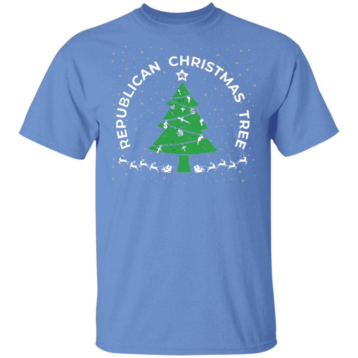 Republican Christmas Tree Firearm Money God Ugly Christmas T-Shirt