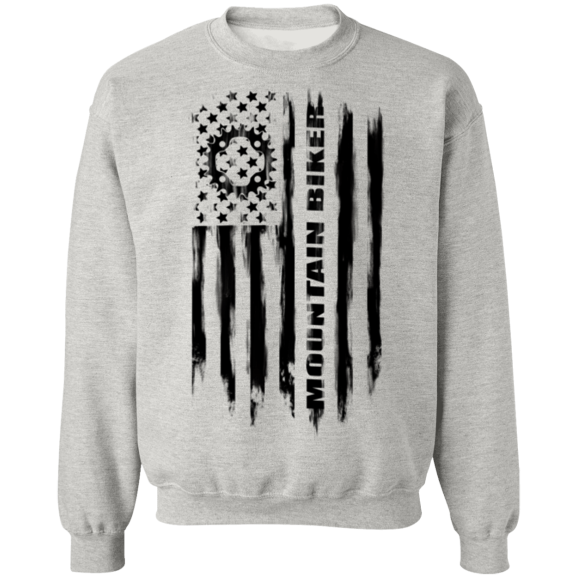 Mountain Biker Biking Cyclist American Flag Crewneck Sweatshirt