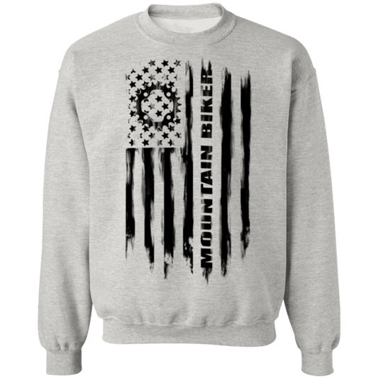 Mountain Biker Biking Cyclist American Flag Crewneck Sweatshirt