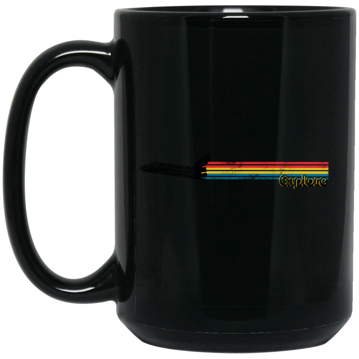 Rainbow Rocket Explorer 15 oz. Black Coffee Mug