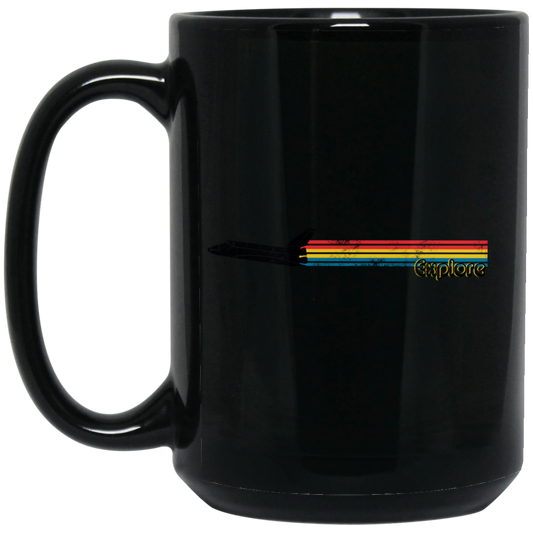 Rainbow Rocket Explorer 15 oz. Black Coffee Mug
