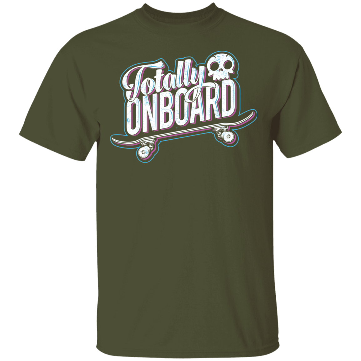 Totally Onboard Skull Skateboarder Skateboard T-Shirt