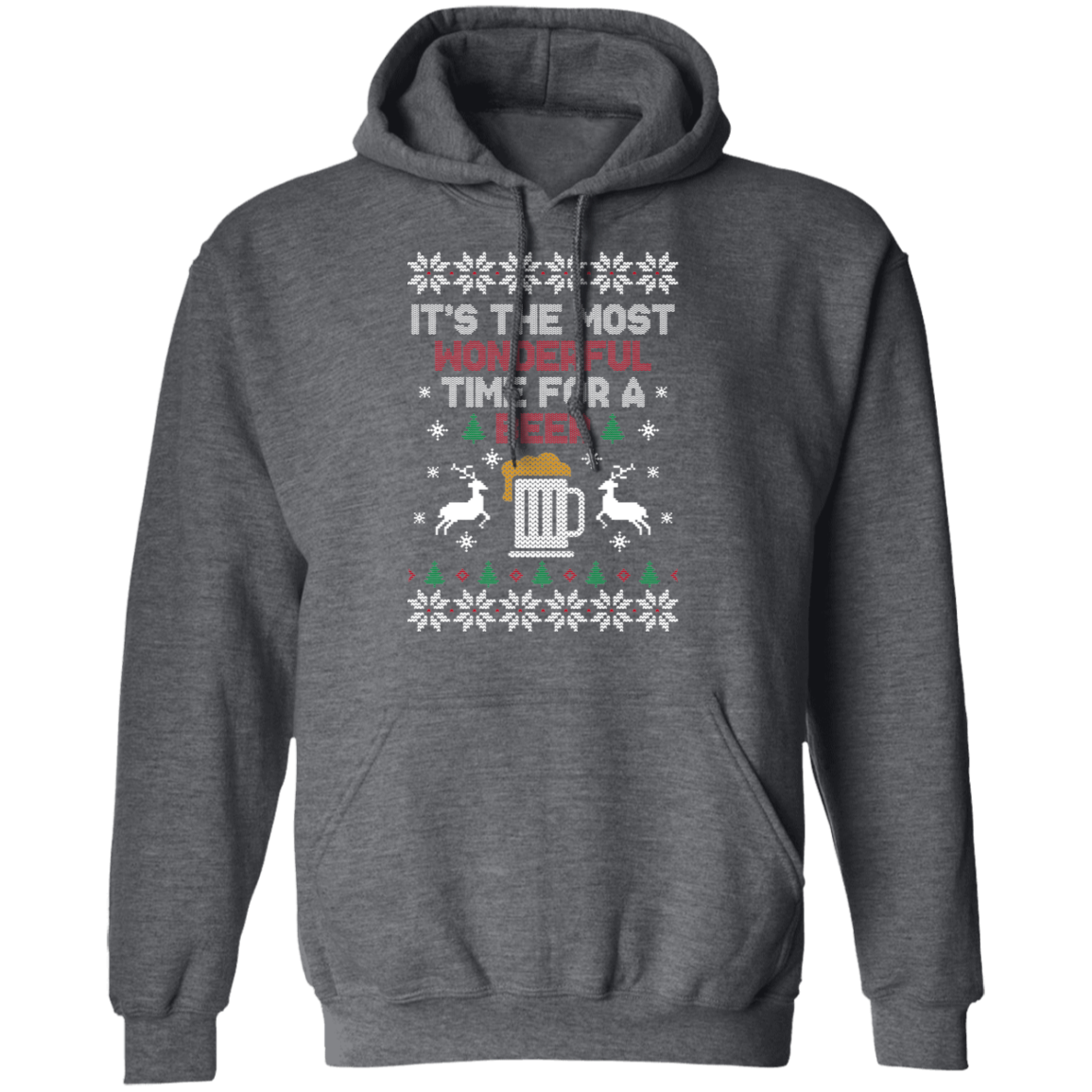 It's The Most Wonderful Time For A Beer Ugly Christmas Party Pullover Hoodie