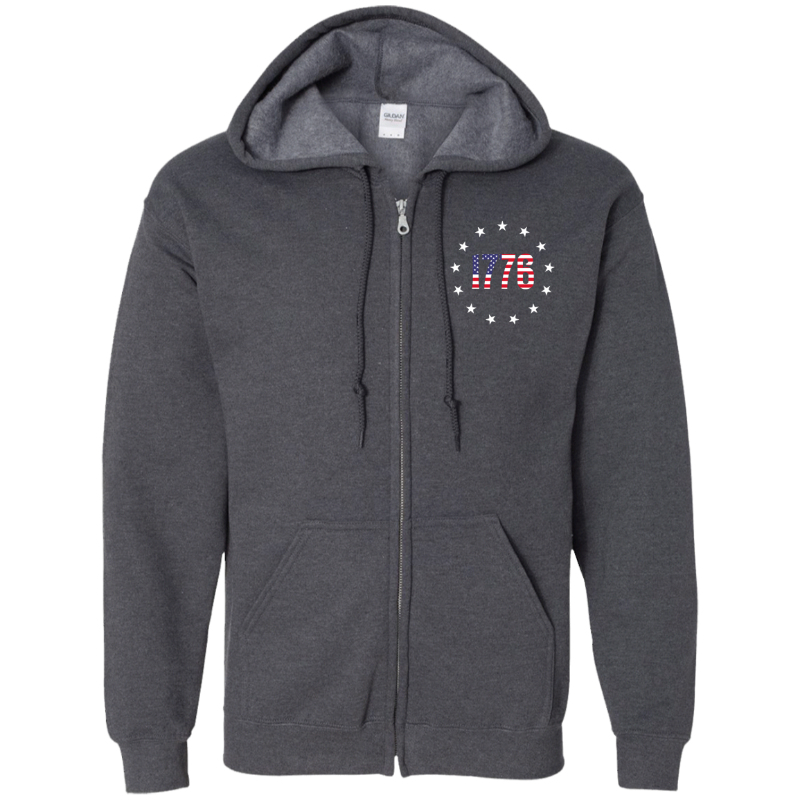 1776 Betsy Ross American Flag Zip Up Hooded Sweatshirt