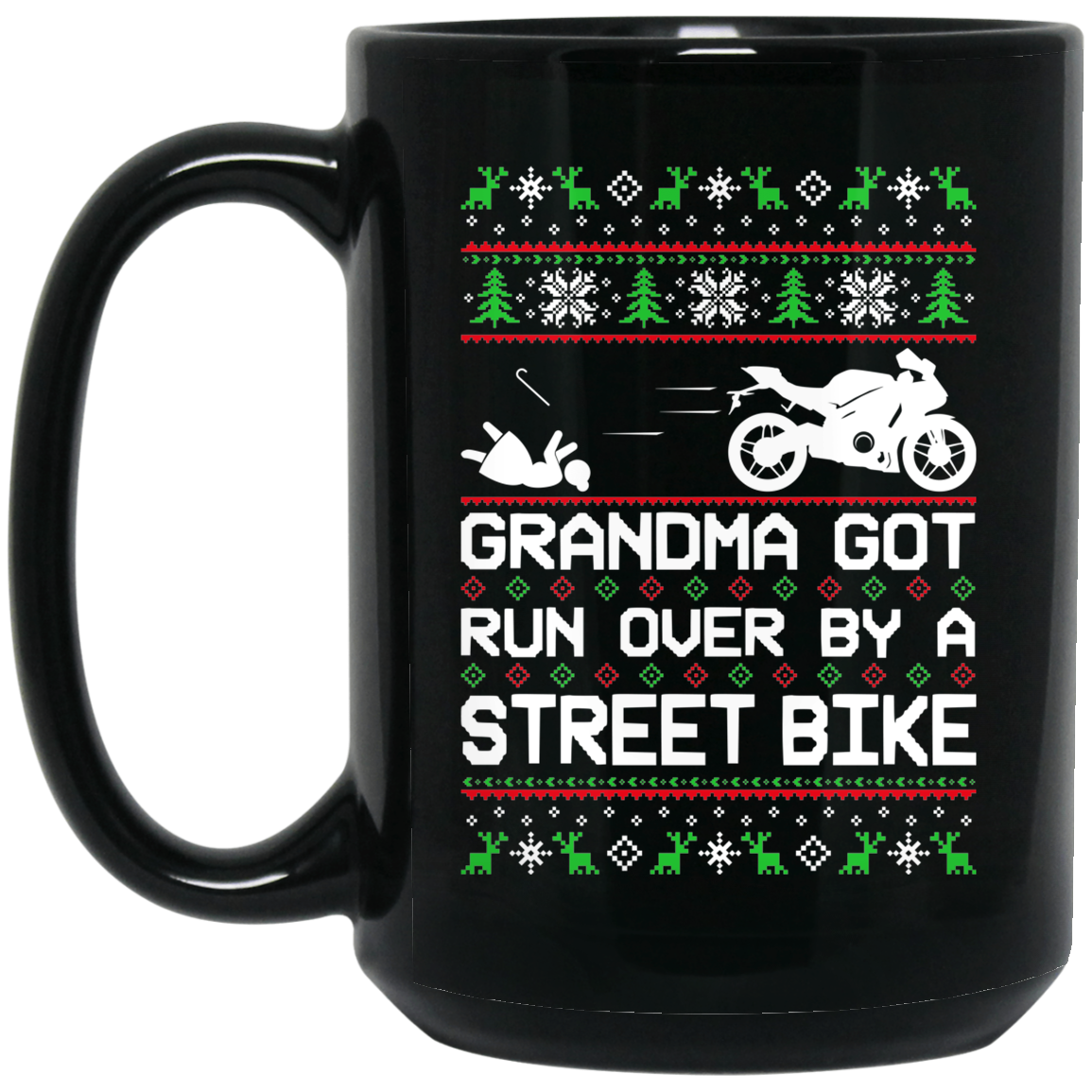 Wheel Spin Addict Street Bike Christmas 15 oz. Black Mug