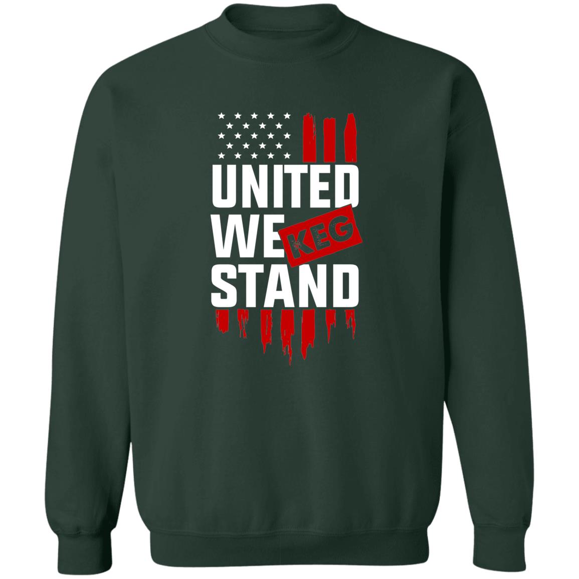 United We Keg Stand Drinking Beer American Flag Crewneck Sweatshirt