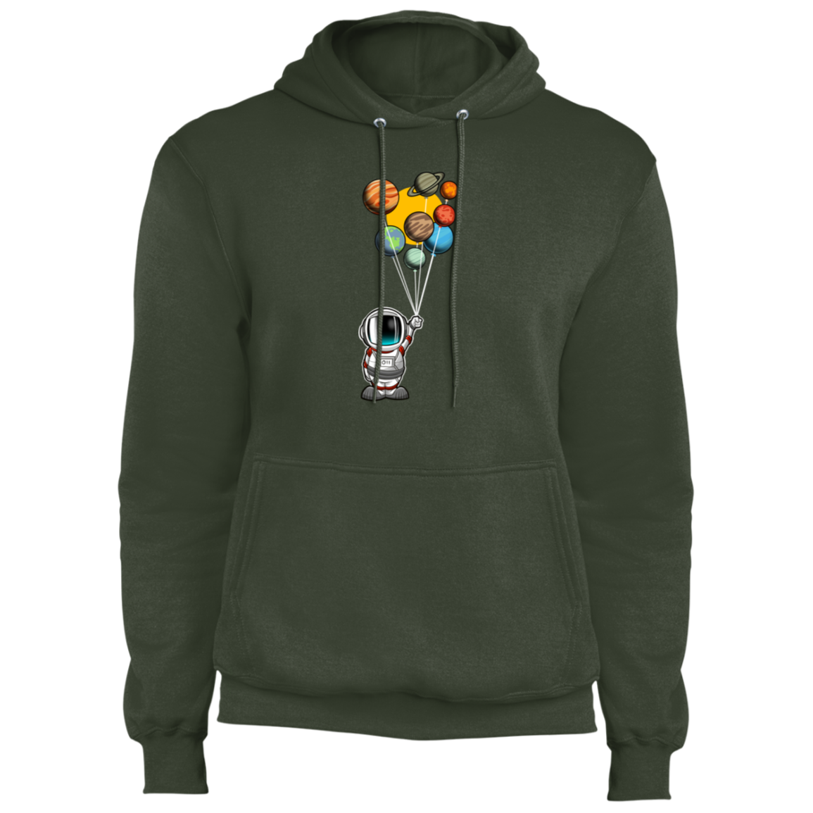 Men's Space Astronaut Balloons Party Fleece Pullover Hoodie
