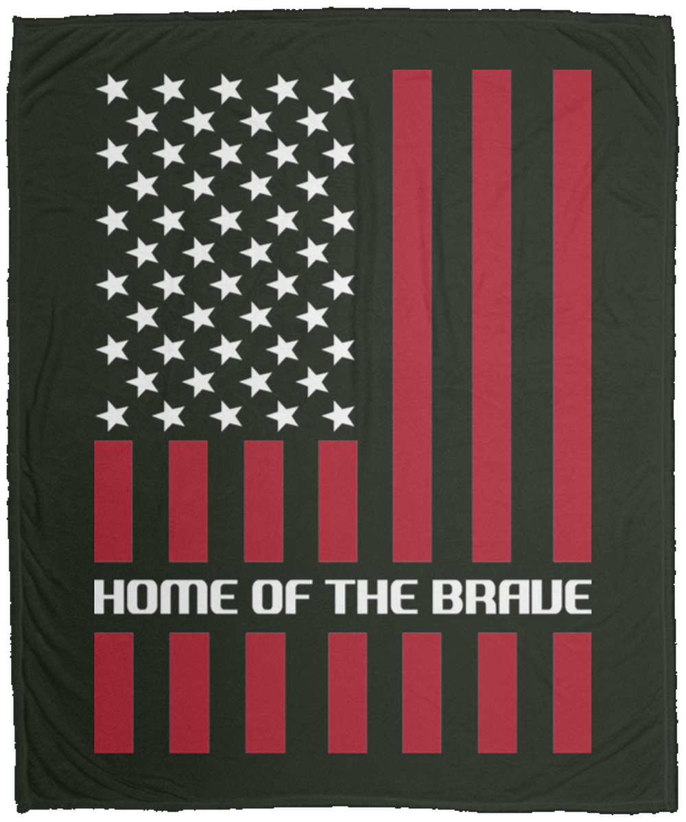 Home Of The Brave American Flag Patriot Fleece Blanket - 50x60